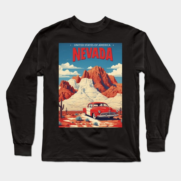 Nevada United States of America Tourism Vintage Poster Long Sleeve T-Shirt by TravelersGems